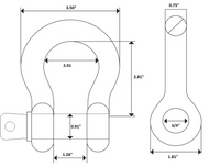 Black/Blue 3/4" D-Ring Bow Shackle 10500lbs Pin 4.75 Ton Jeep CJ Rigging Tow