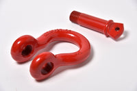2x 7/8" Red Bow Shackle D-Ring Zinc Plated w 1" Clevis Screw Pin 14000 lbs Tow