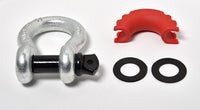 (2) 3/4" Bow Shackle BLACK Screw Pin Red Plastic noise reducer Protector Jeep CJ
