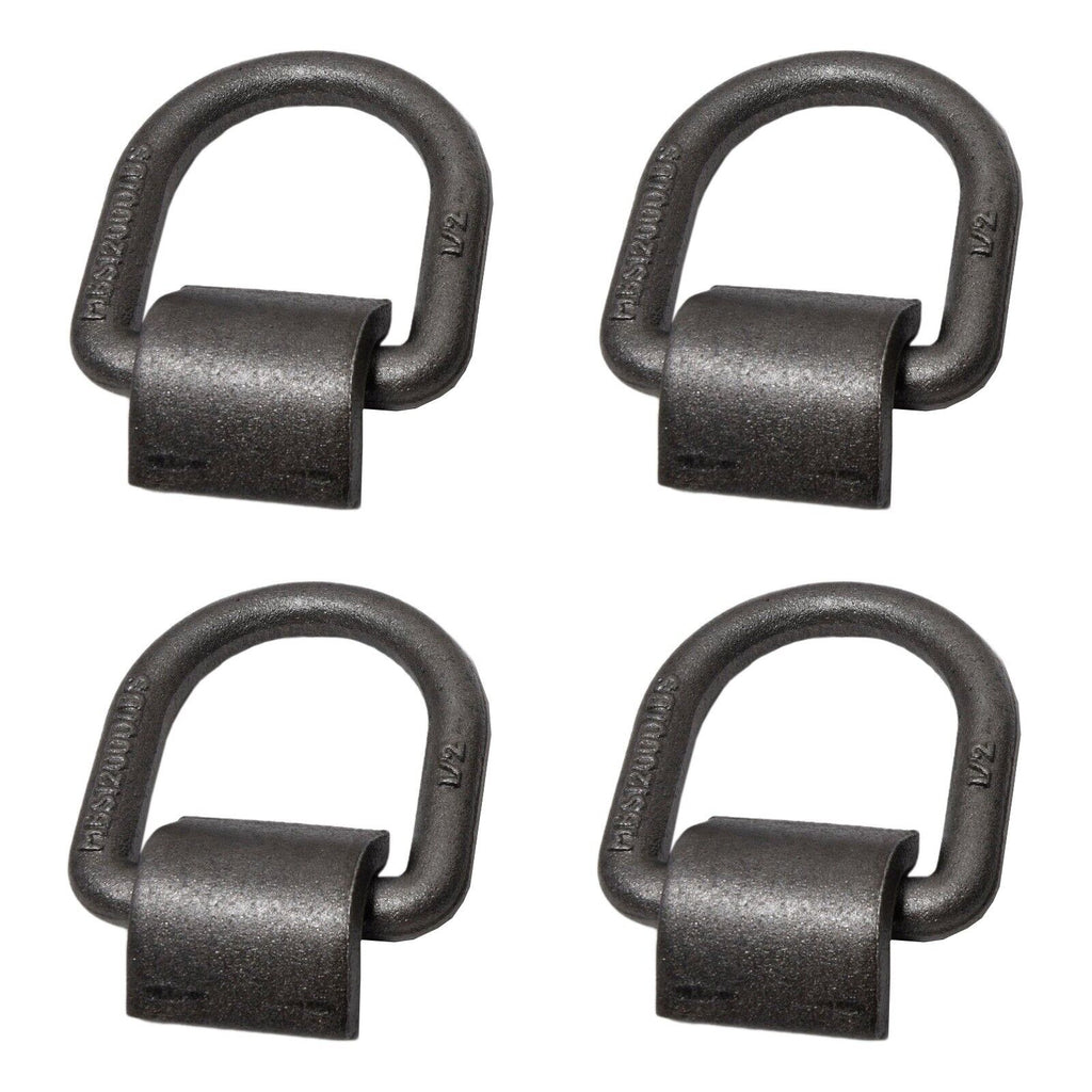 4x D Ring 1/2" Weld-On Tie Down Flatbed Truck Trailer Ratchet Strap Cargo Anchor