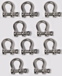 10x Marine Bow Shackle 6mm 1/4" Clevis 316 Stainless Steel Boat Rigging Paracord