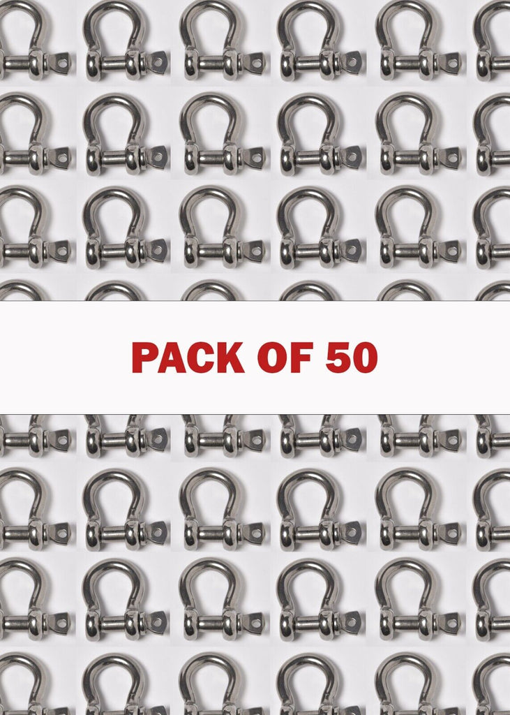 50x Bow Shackle 4mm 5/32" Stainless Steel Marine 304 Clevis Boat Rigging Bracele