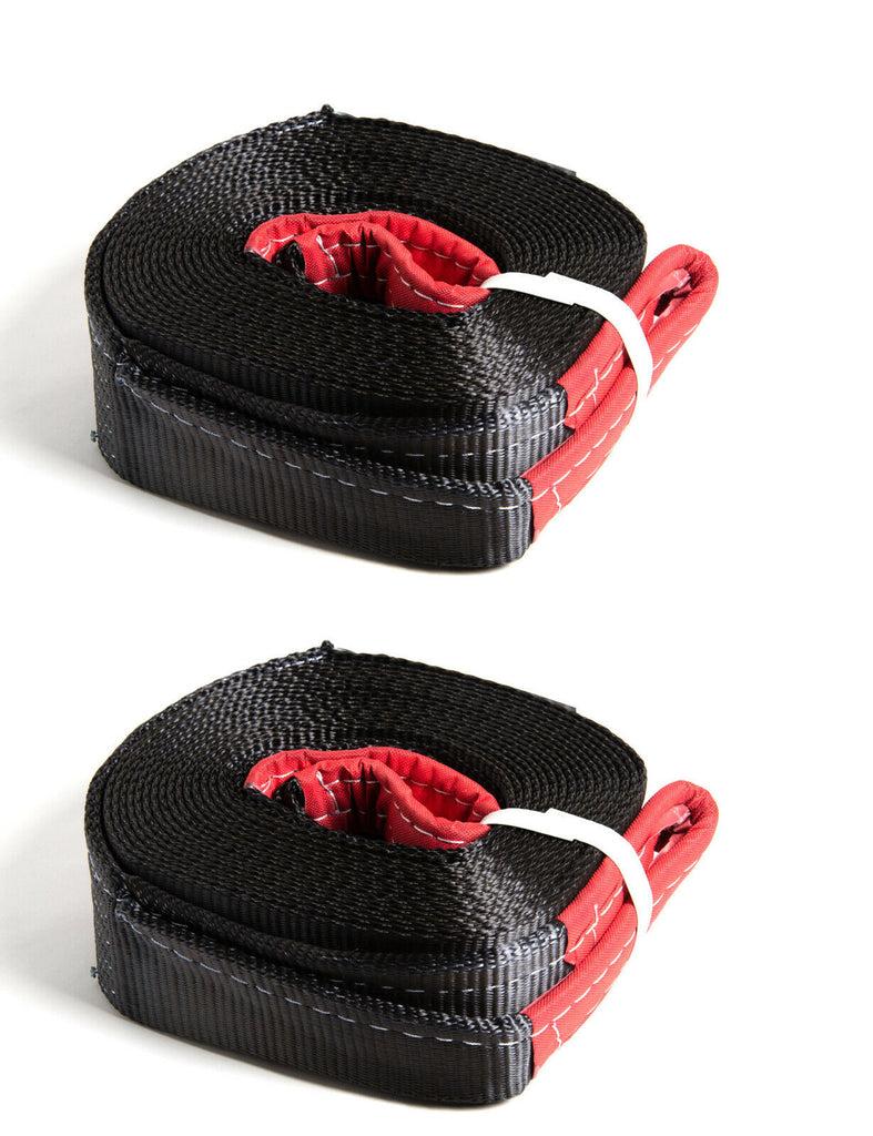 Two Black 3x30 3" 20000lbs 9Ton Tow Strap 30ft winch tree off-road snatch Jeep