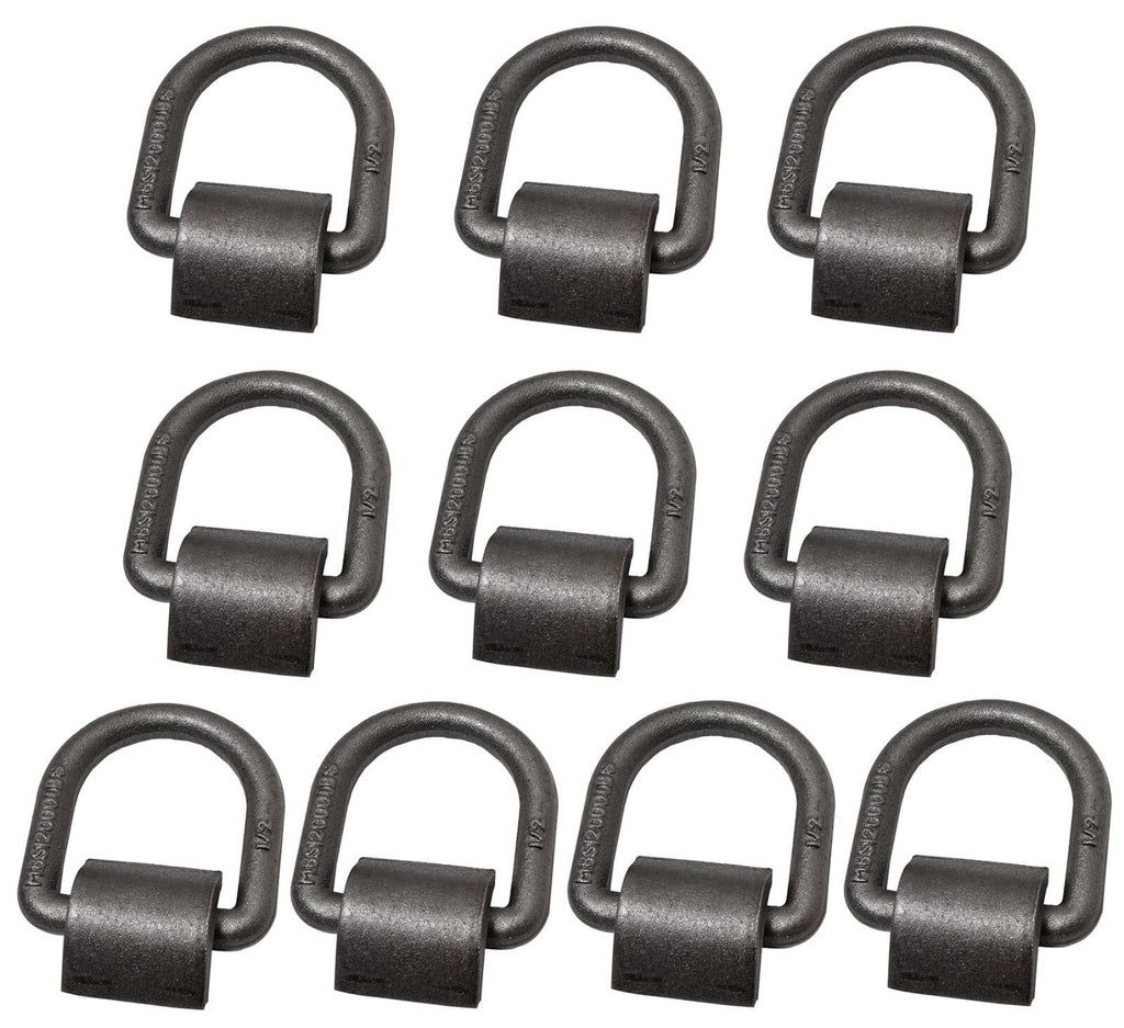 (10) 1/2" D Ring Weld-On Flatbed Truck Trailer Ratchet Strap Cargo Tie Down Ring