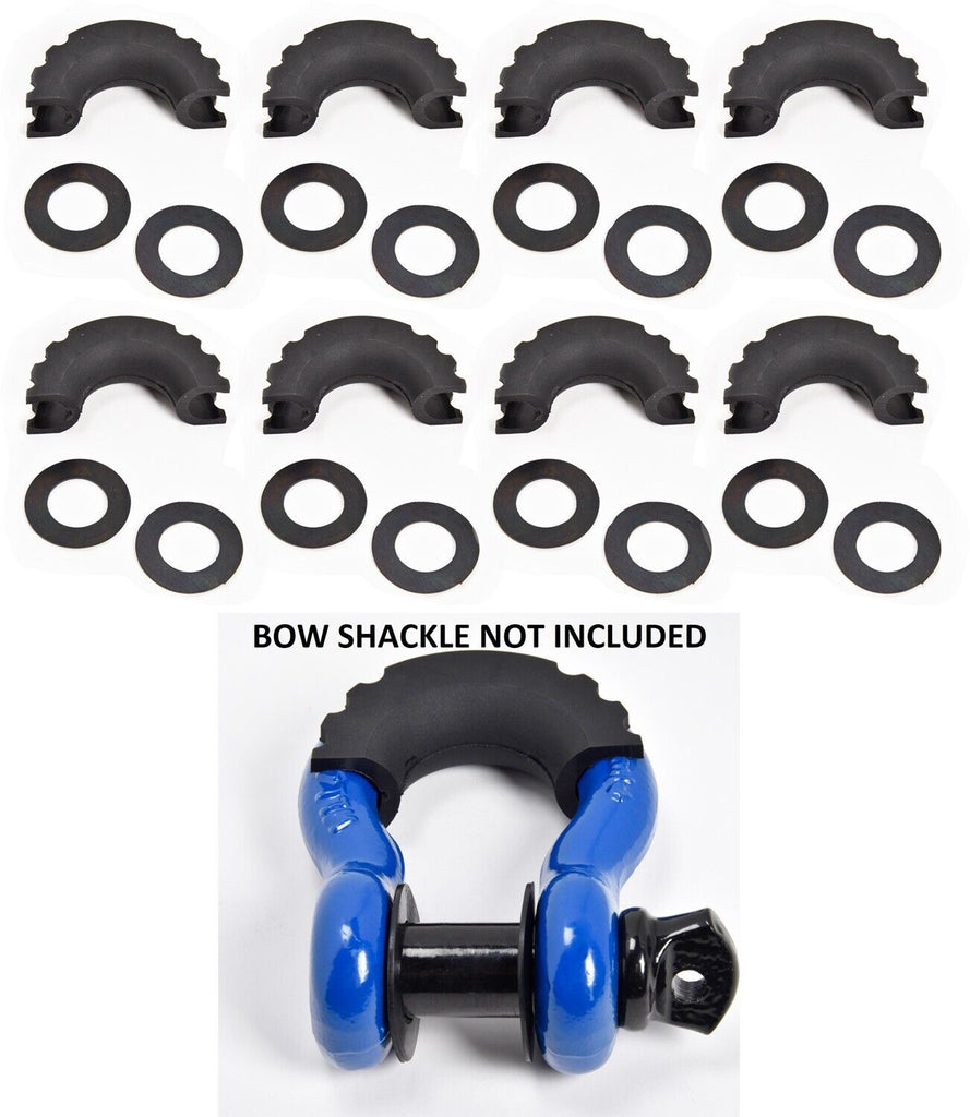8x Isolator Kit Silencer anti Noise Bow Shackle 3/4" D-Ring Black Jeep Vibration