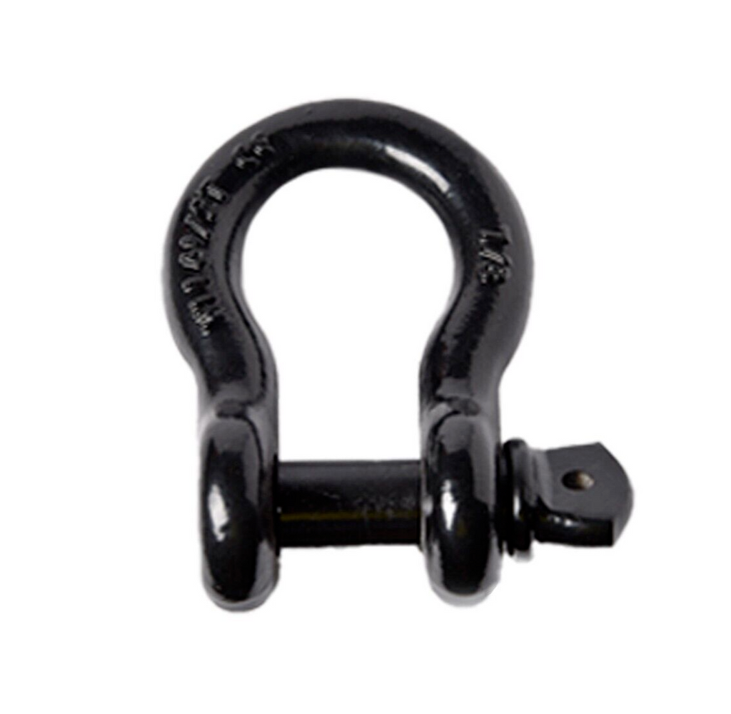 7/8" BLACK D-Ring Bow Shackle Screw w 1" Pin Clevis Rigging Hummer Towing 6.5Ton
