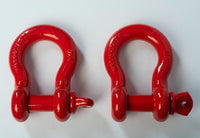 2x 7/8" Red Bow Shackle D-Ring Zinc Plated w 1" Clevis Screw Pin 14000 lbs Tow