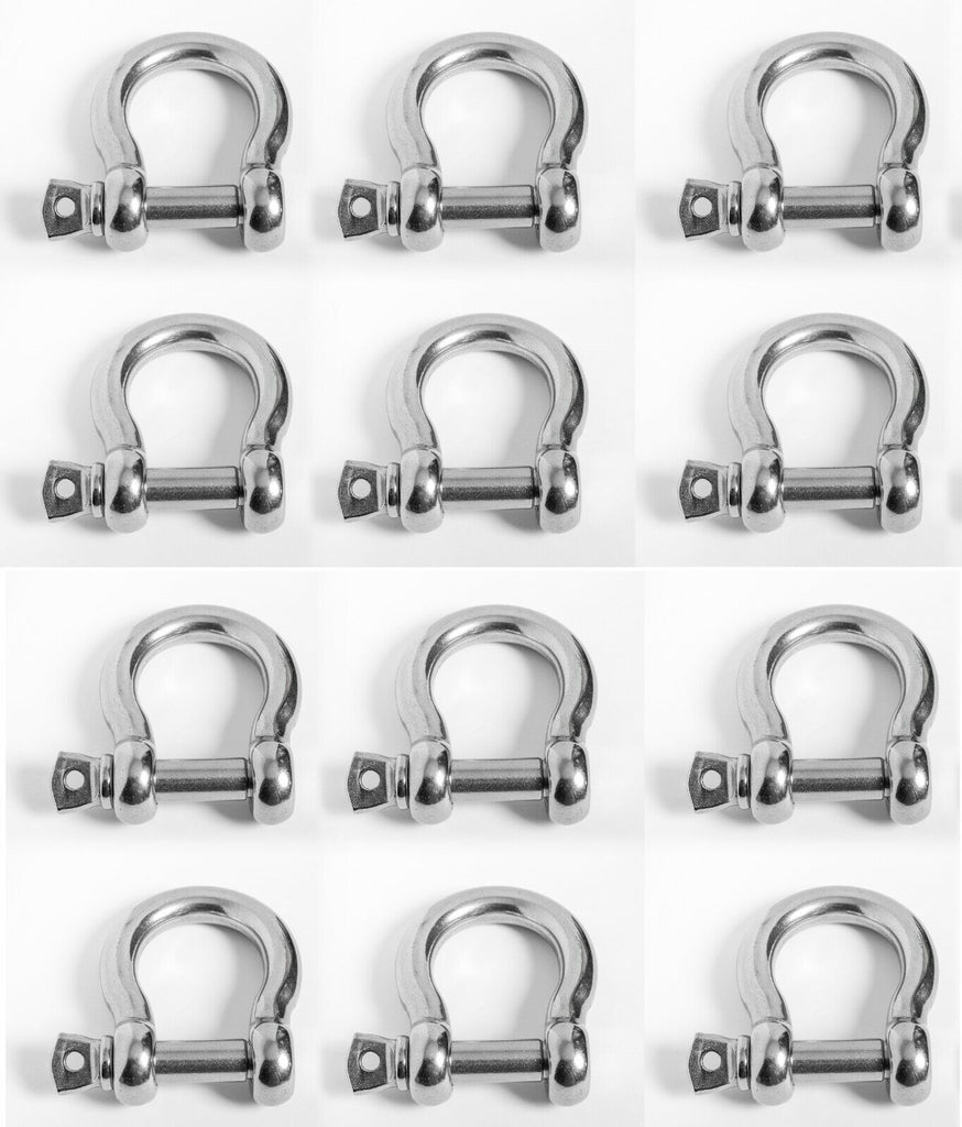 12x Marine Bow Shackles 1/2" 316 Stainless Steel Sailboat Rigging Ring Anchor