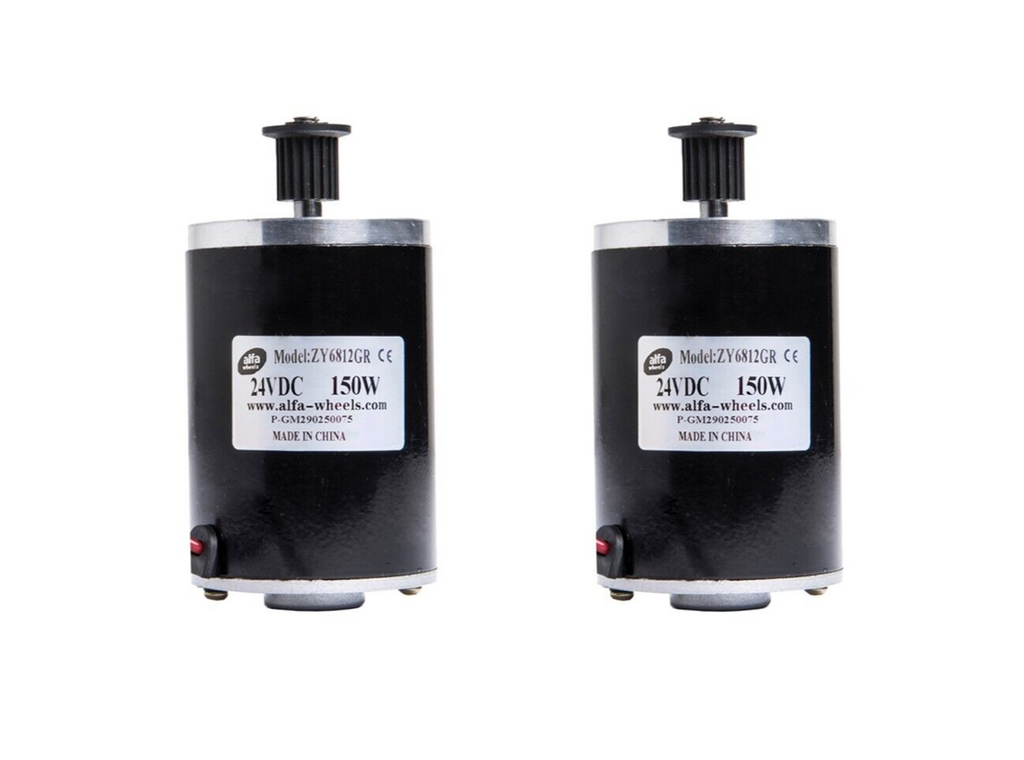 2x Electric Motor 150W 24V DC w Pulley ZY6812 scooter gokart or minibike 3M Belt