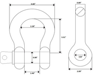 2x 7/8" Bow Shackle D-Ring 6.5 Ton BLUE w 1" Clevis Screw Pin 14000 lbs Hummer