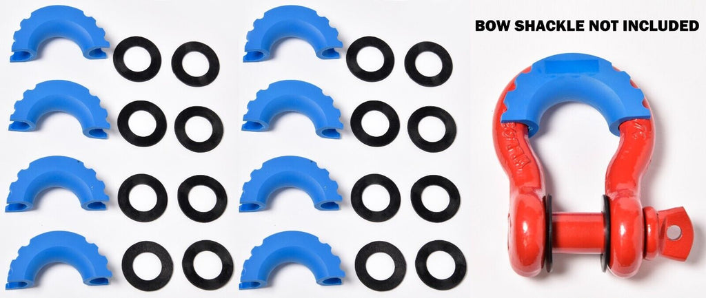 8x DRing BLUE Bow Shackle Isolator Jeep Off Road 3/4" Plastic SILENCER AntiNoise