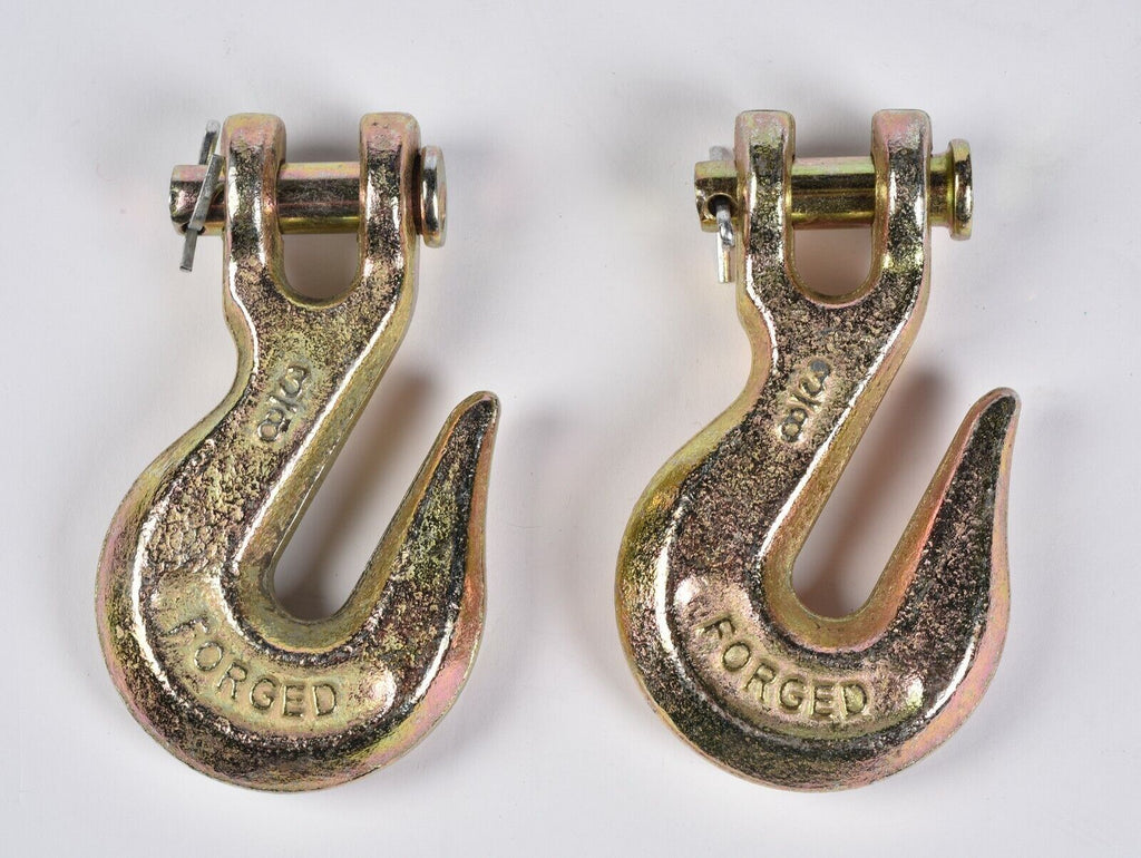 2x G70 3/8" Clevis Grab Hooks Tow Chain f Flatbed Trailer Tie Down Hauling Rig