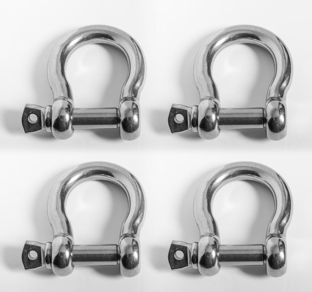 4 pack Marine Bow Shackle 4mm 5/32" Stainless Steel 304 DRing Boat Sail Rigging