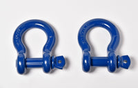 2x 1" Blue D Ring Bow Shackle Screw Pin Clevis Rigging Towing WLL 8.5Ton 18500lb