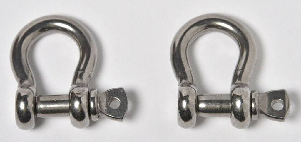 2 pcs 3/8" Marine Bow Shackle D Clevis Ring 304 Stainless Steel Sailboat Rigging