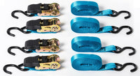 Ratchet Tie-Down Straps Motorcycle cargo 4 pack 15ft 1" Kayak Secure 1x15 1500lb