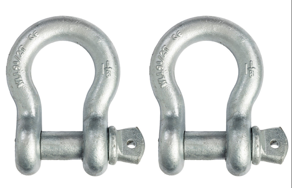 2 pcs 1-1/8" Bow Shackle w Screw Clevis Pin Rigging Towing 9.5 Ton 21000 lb WLL