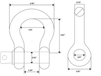 3/4" Black DRing Bow Shackle 10500LB w Blue Plastic noise vibration Protector