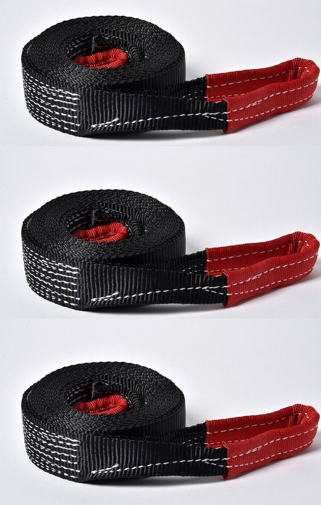 3X 2" 30 ft 14,000 lbs Tow Strap Black winch sling vehicle recovery 6.5 Ton 2x30