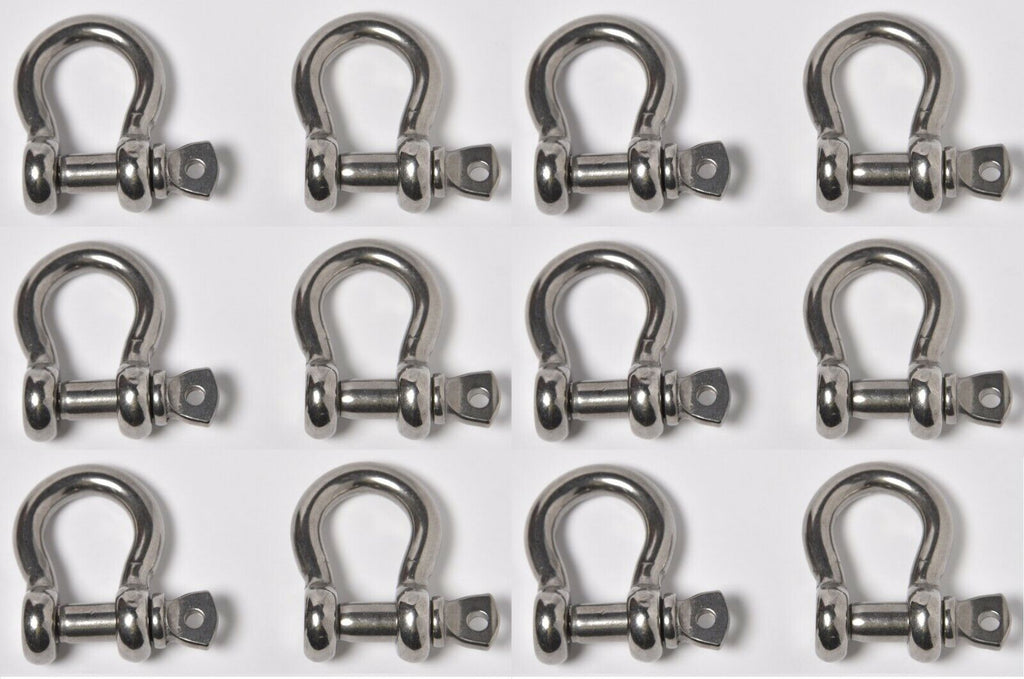 12pcs 3/8" Anchor Shackle D Clevis Bow Ring 304 Stainless Steel Sailboat Rigging
