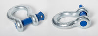 2x 1" D Ring Galv Bow Shackle Screw Pin Blue Clevis Rigging Towing WLL 8.5Ton