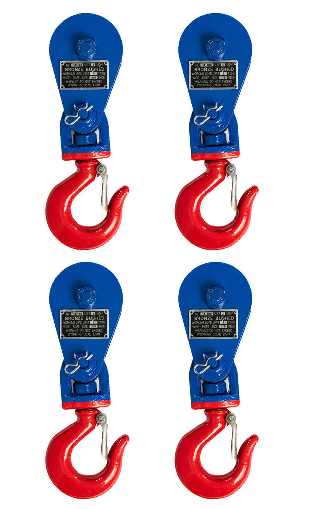 4xSnatch Block crane Hook 2Ton 3" f 3/8" Wire Rope Roll Back Wrecker Flatbed Tow