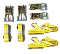 12pc 4-set Lasso Wheel Tow Tie Down Axle Strap Ratchet J Finger Hook Tire Towing