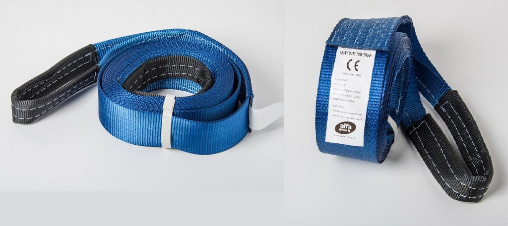 2x Tow Strap 20ft 3" 6.5TON 14000lb BLUE winch sling off-road UTV recovery 3x20