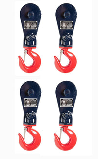 4x Snatch Pulley Block 4 Ton Crane Tow 4.5" w Hook f 1/2" Wire Roll Back Wrecker