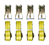 12pc 4-set Lasso Wheel Tow Tie Down Axle Strap Ratchet J Finger Hook Tire Towing