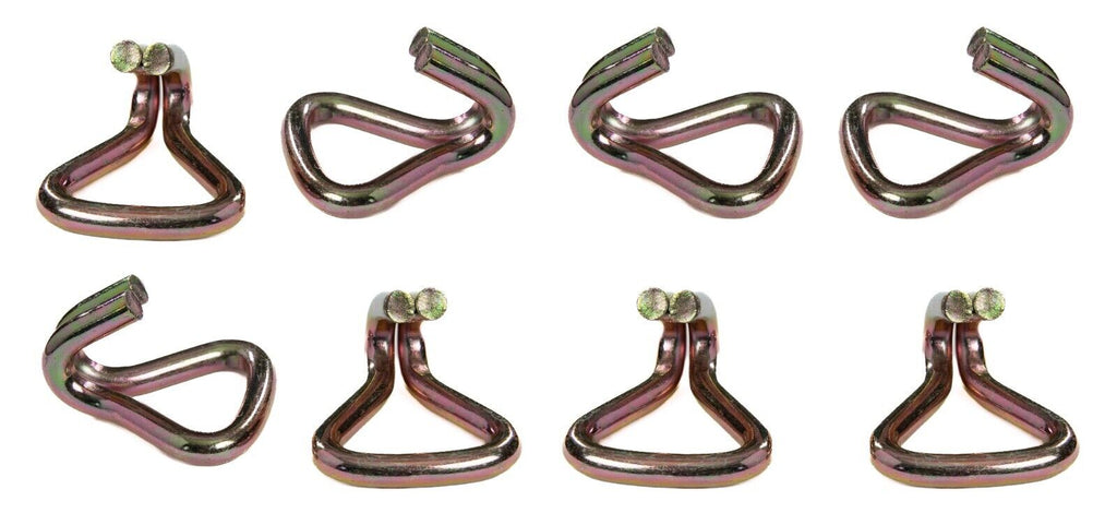 8 pcs - 2" Heavy Duty Double J Wire Hook tie down strap cargo webbing rigging