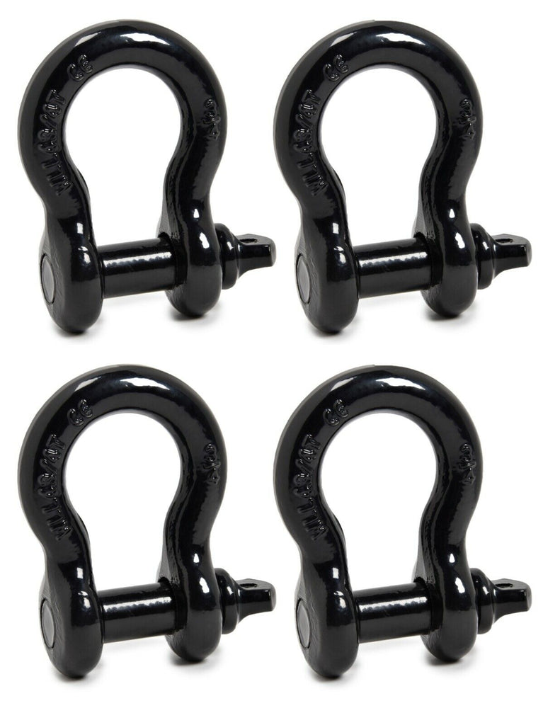 4x BLACK 3/4" Bow Shackles D Ring Screw Pin Jeep CJ Off-Road Anchor Bow 4 3/4TON