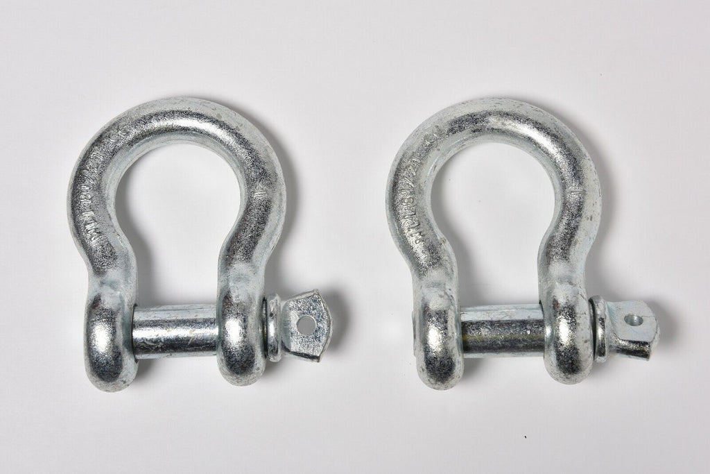 2x 1" Galv D Ring Bow Shackle Screw Pin Clevis Rigging Towing WLL 8.5Ton 18500lb