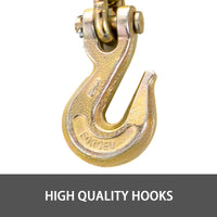2x 20ft Transport Tow Chain 3/8" Grade G70 Tie Down Binder G7+ End Hooks Rigging