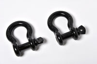 2x Bow Shackle BLACK 7/8" D-Ring 6.5 Ton w 1" Clevis Screw Pin 14000 lbs Hummer
