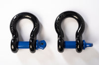 (2) Black/Blue 3/4" D-Ring Bow Shackle 10500lbs Pin & no noise vibration Reducer