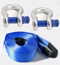 3" 26000lbs 3x20 12T Tow Strap 30ft winch off-road snatch recovery+Bow Shackles