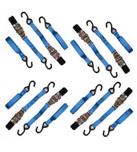 8 Pack 1 in. x 10 ft. Blue Ratchet Tie Down Motorcycle Strap 1300lbs 1x10 600Kg