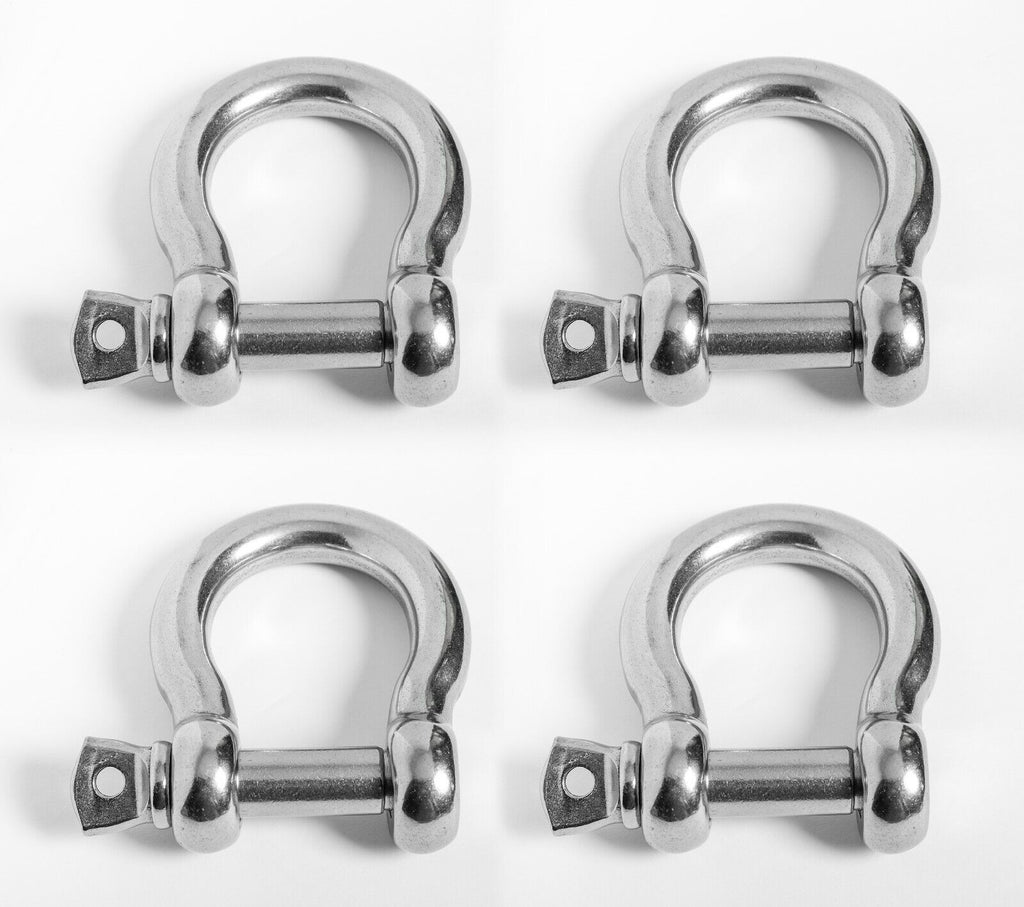 4x 6mm 1/4" Marine Bow Shackle Clevis 316 Stainless Steel Boat Rigging Paracord