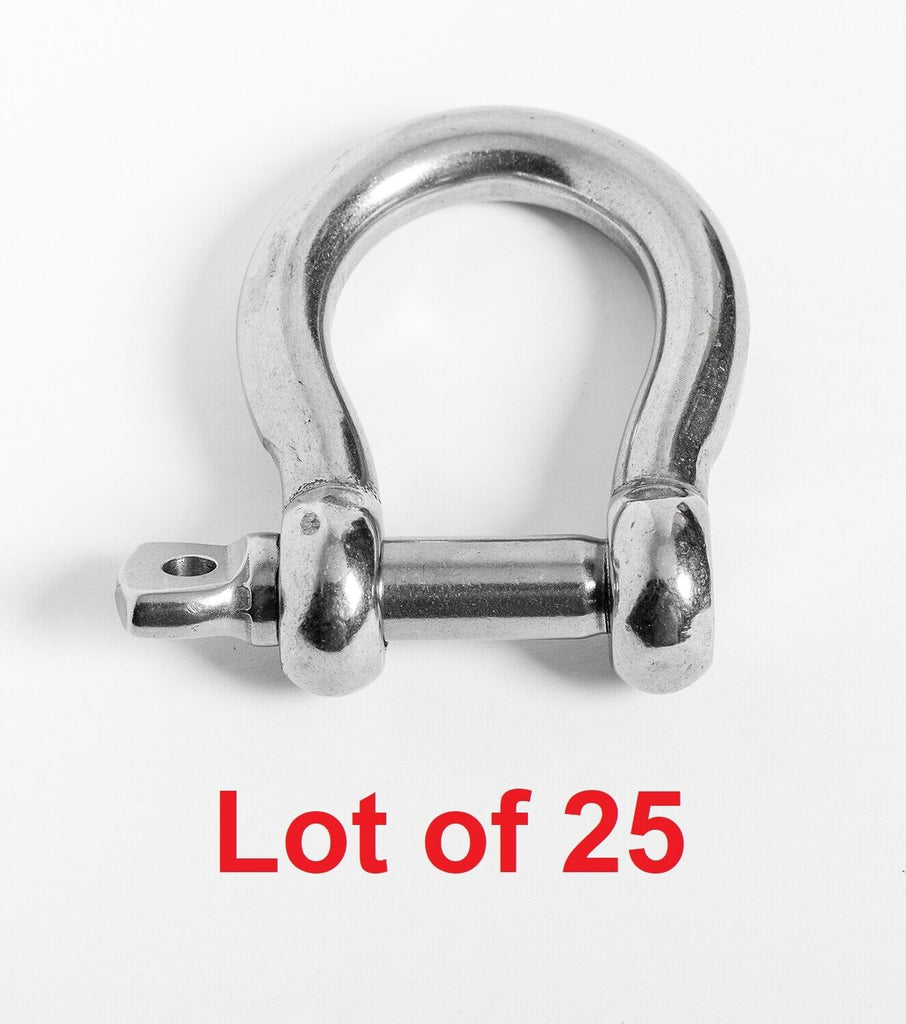 25x 5/16" 8mm Marine Bow Shackle Ring 304 Stainless Steel Sailboat Rigging