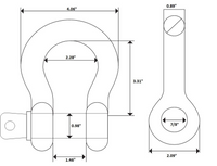 7/8" BLACK D-Ring Bow Shackle Screw w 1" Pin Clevis Rigging Hummer Towing 6.5Ton