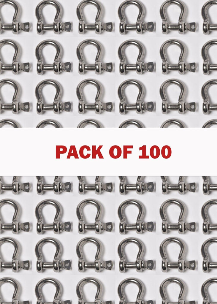 100x Marine Bow Shackle 5mm 3/16" 316 Stainless Steel Boat Dring Rigging Bracele