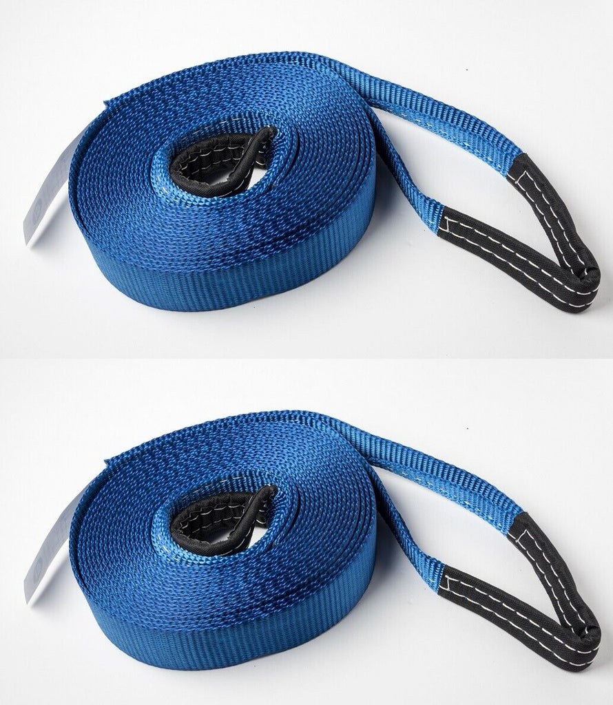 2xTow Strap 30ft 2" 14000lbs winch extension Vehicle recovery 6.5T 2x30 Mud Snow