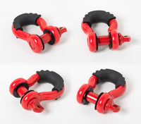 (4) 3/4" RED D-Ring Bow Shackle 10500 lbs Pin & BLACK no noise vibration Reducer