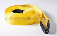 3" x30 ft 20,000 lbs Tow Strap w Black-Galv Bow Shackles winch tree saver snatch