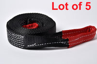 5x Tow Straps 30ft winch sling vehicle recovery 2" 14000lbs Black 6.5 Ton 2x30