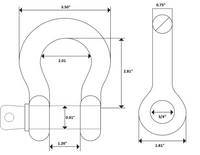 Premium RED D-Ring 3/4" Bow Shackle w 7/8" Screw Pin 10500 LB Capacity Jeep CJ