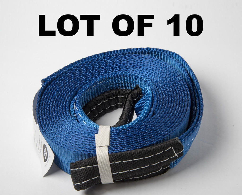 10x Tow Straps 2" Blue 14000lbs 6.5T Car 20ft winch sling recovery 2x20 Mud Snow