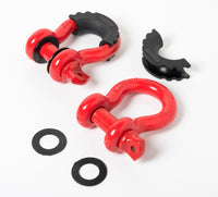 (2) 3/4" RED DRing Bow Shackle 10500 lbs Pin & BLACK no noise vibration Reducer