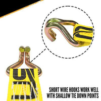 6 pcs - 2" Heavy Duty Double J Wire Hook tie down strap cargo webbing rigging